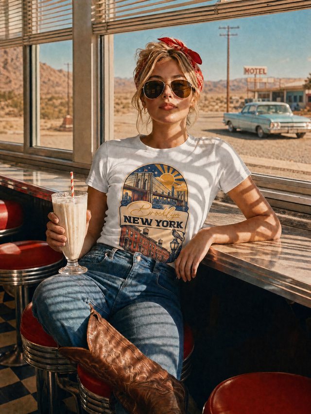 Brooklyn, NY — Women's Fitted T-Shirt in White
