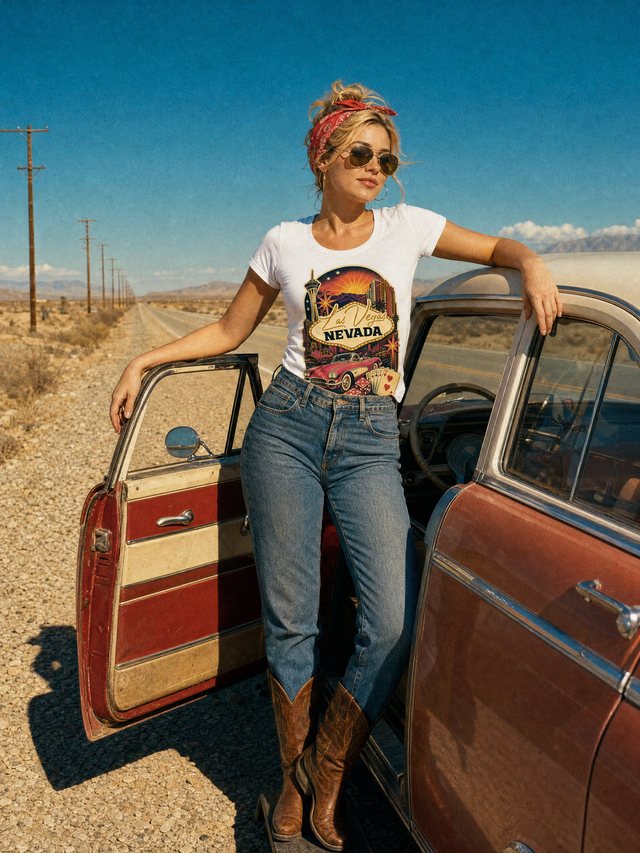 Las Vegas, NV — Women's Fitted T-Shirt in White